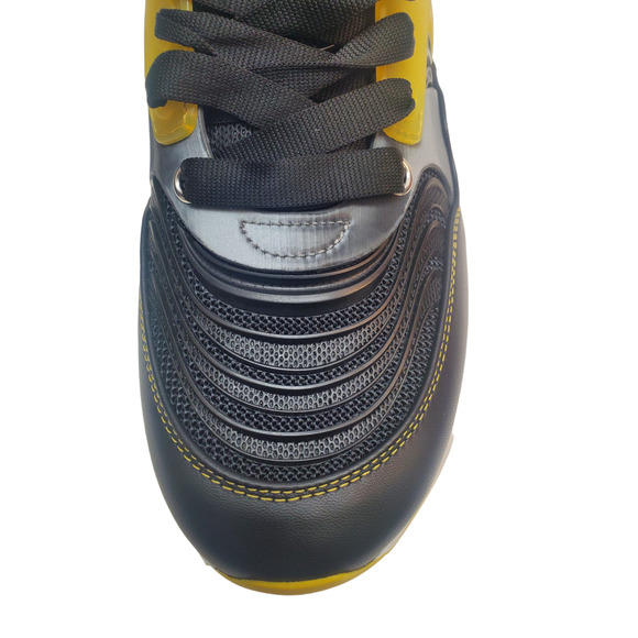 Alexander Mcqueen Mens Shoes Joey Leather Sneakers Black Yellow Green - Picture 8 of 10